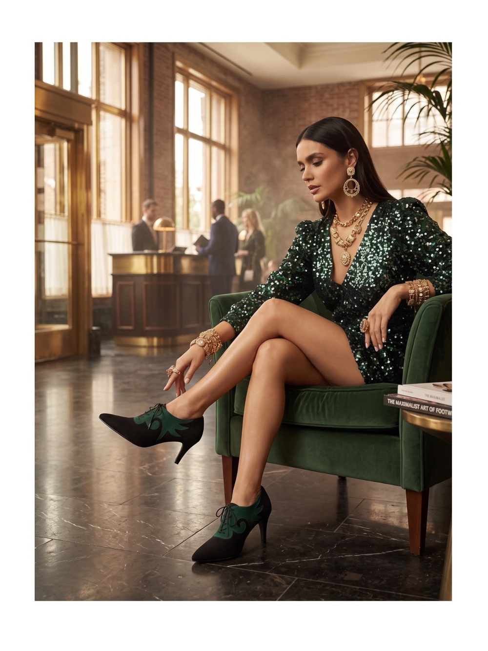 Vintage: Escada 𒀭 Lace Up Granny Heeled Ankle Booties 𒀭Black + Green Suede 𒀭9